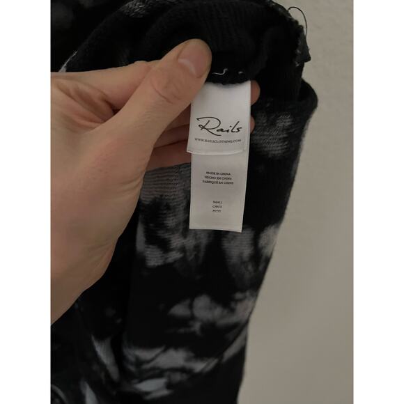 Rails Marlo Black Rainbow Tie-Dye Pullover Sweater Top S Zipper Sides edgy artsy - Picture 8 of 9